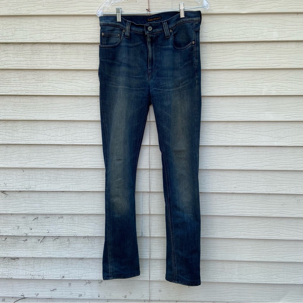 Nudie Jeans High Kai Indigo on Black Straight Leg Denim